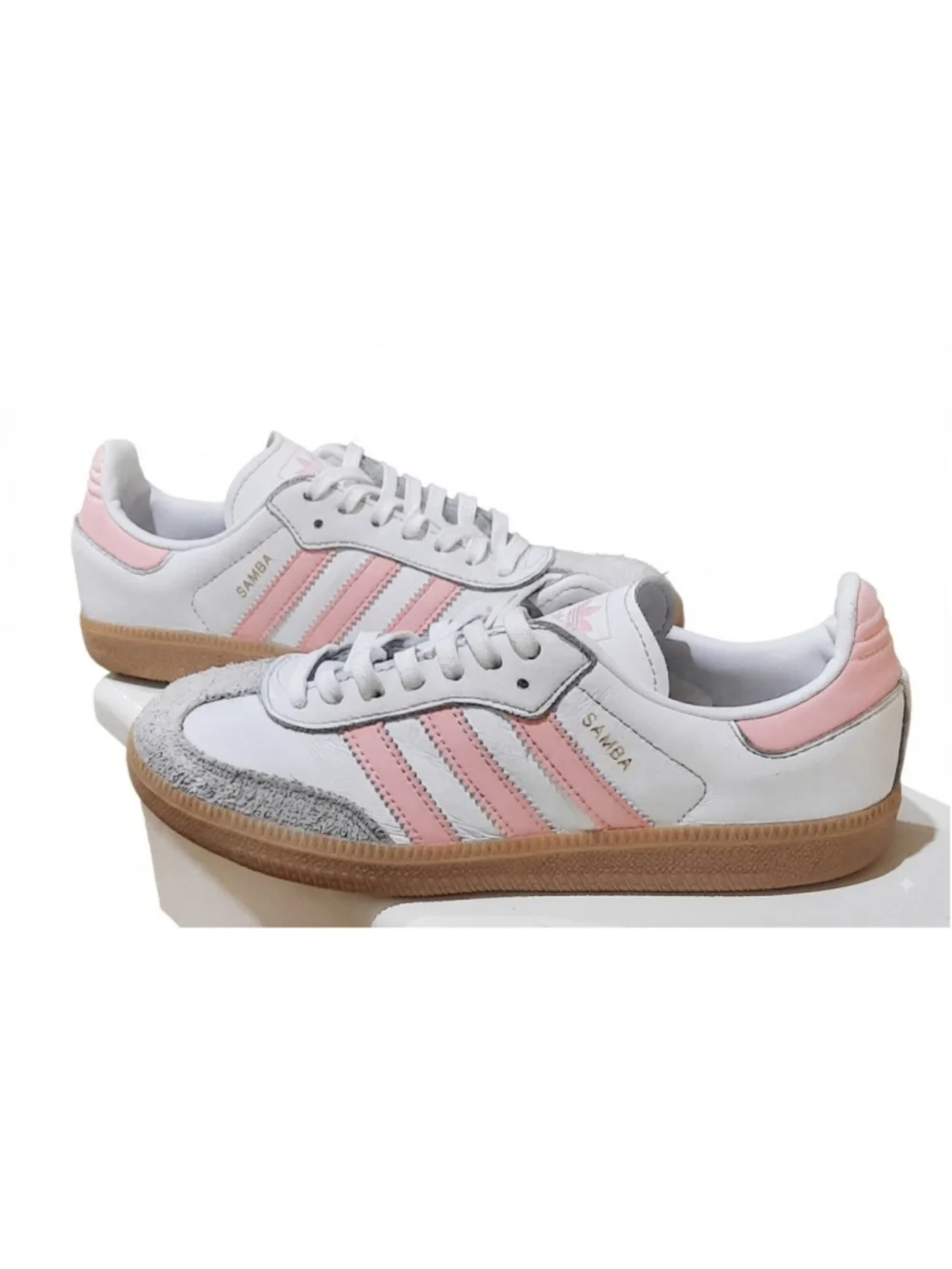 Adidas Samba OG Girls White/Pink Sneaker Shoes JP5480 Size 3 Youth